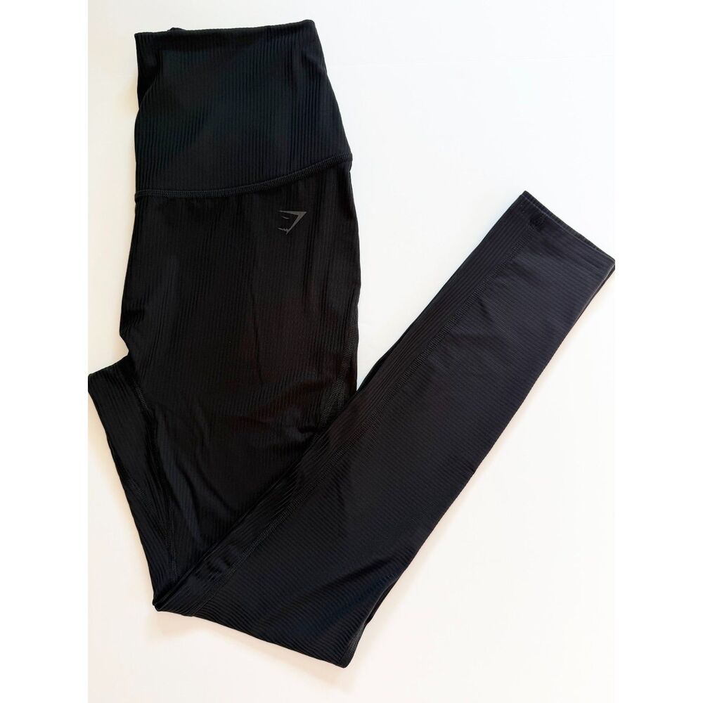 Gymshark Mesh Panel Ribbed High Rise Leggings Black M